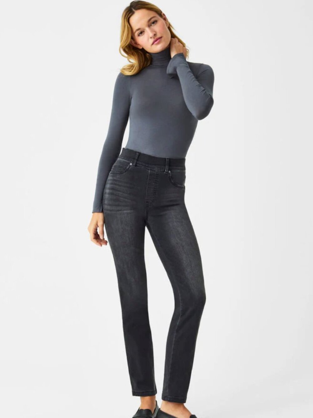 SPANX Ankle Straight Leg Jeans 1X Tall - Vintage Black #20355T